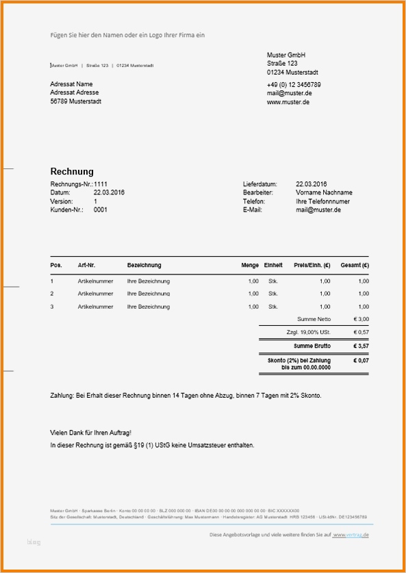 Rechnung Kleinunternehmer Vorlage Elegant 12 Vorlage Rechnung Kleinunternehmer