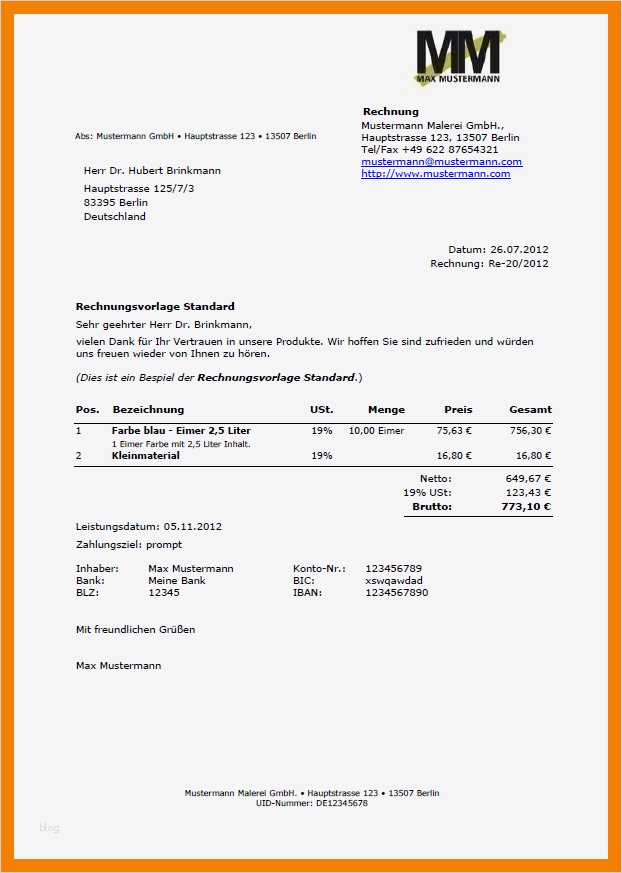 Rechnung Kleinunternehmer Vorlage Genial 7 Vorlage Rechnung Mit Mwst