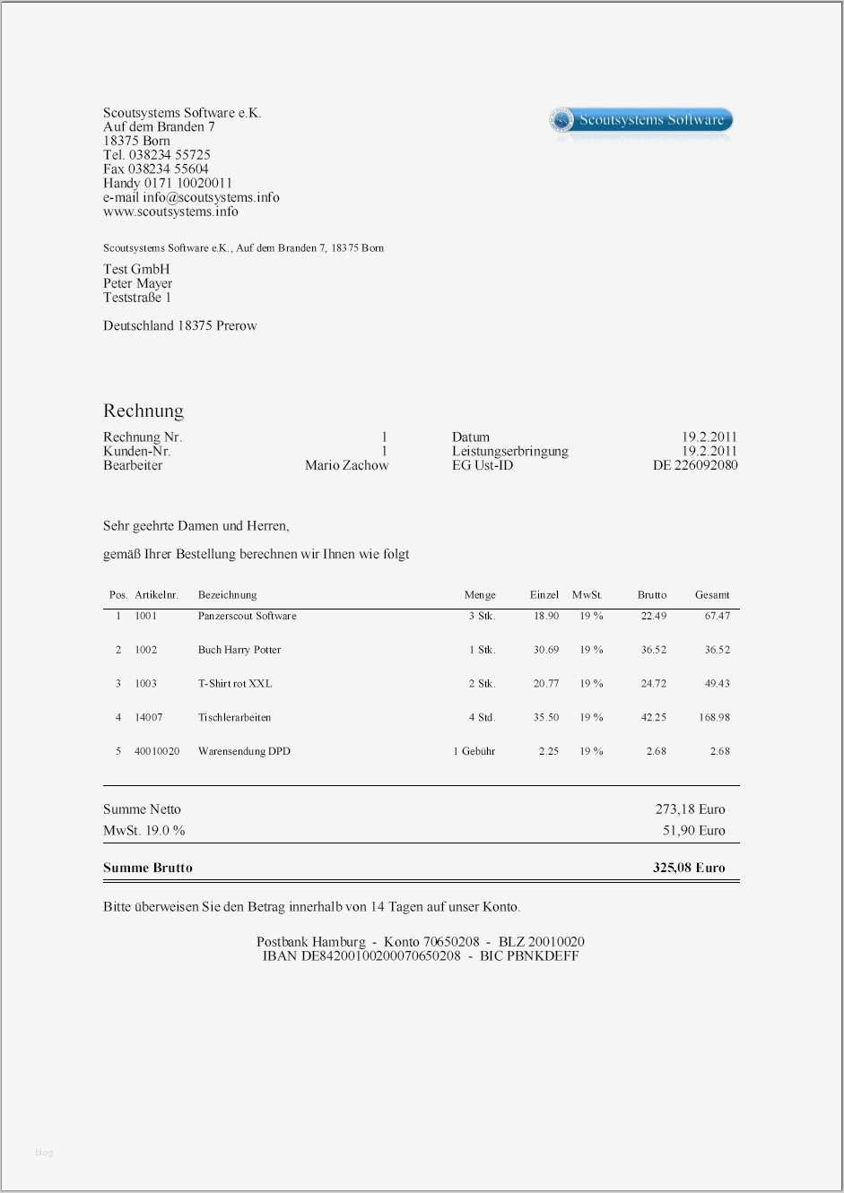 Privatperson rechnung vorlage musterrechnung bauleistung