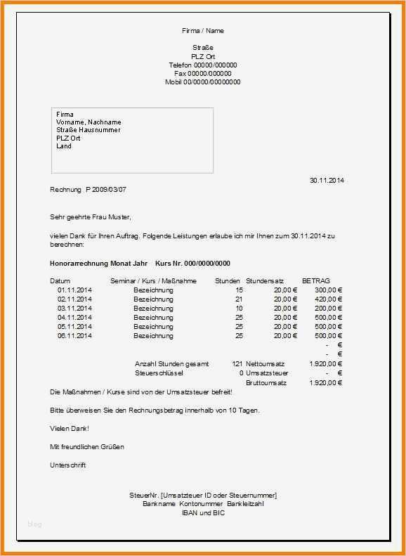 Rechnung Quittung Vorlage Erstaunlich 5 Rechnung Physiotherapie