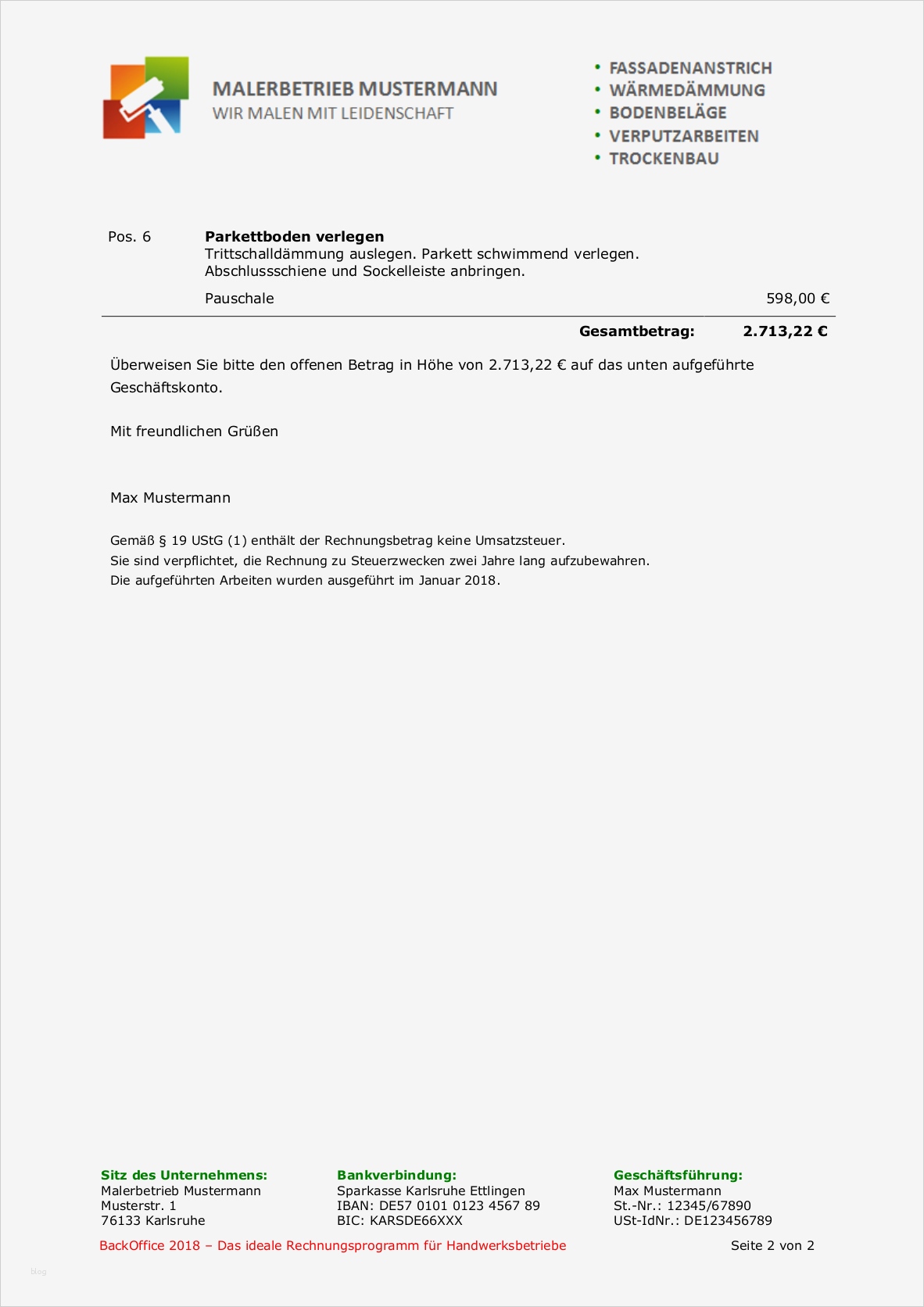 Rechnung Schreiben Grafiker Vorlage Luxus Muster Einer Keinunternehmer Rechnung