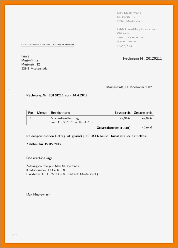 Rechnung Schreiben Vorlage Inspiration 5 Rechnung Muster Privat