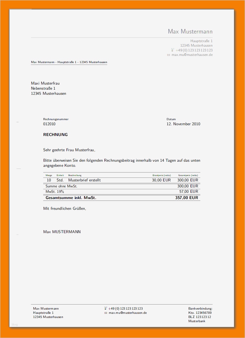 14 rechnung muster ohne mwst