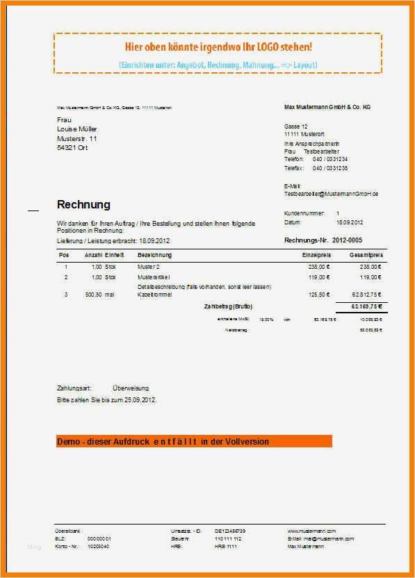 Rechnungsformular Vorlage Wunderbar 5 Rechnung Muster Privat