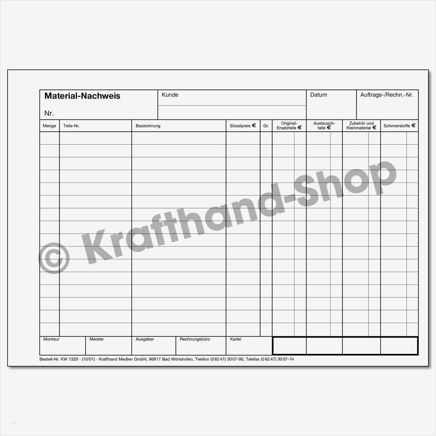 Rechnungspapier Vorlage Wunderbar Krafthand