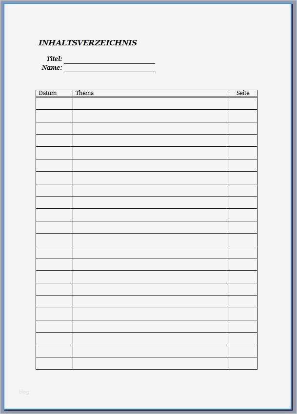 Register Vorlage 1 10 Wunderbar Vorlage Inhaltsverzeichnis Word