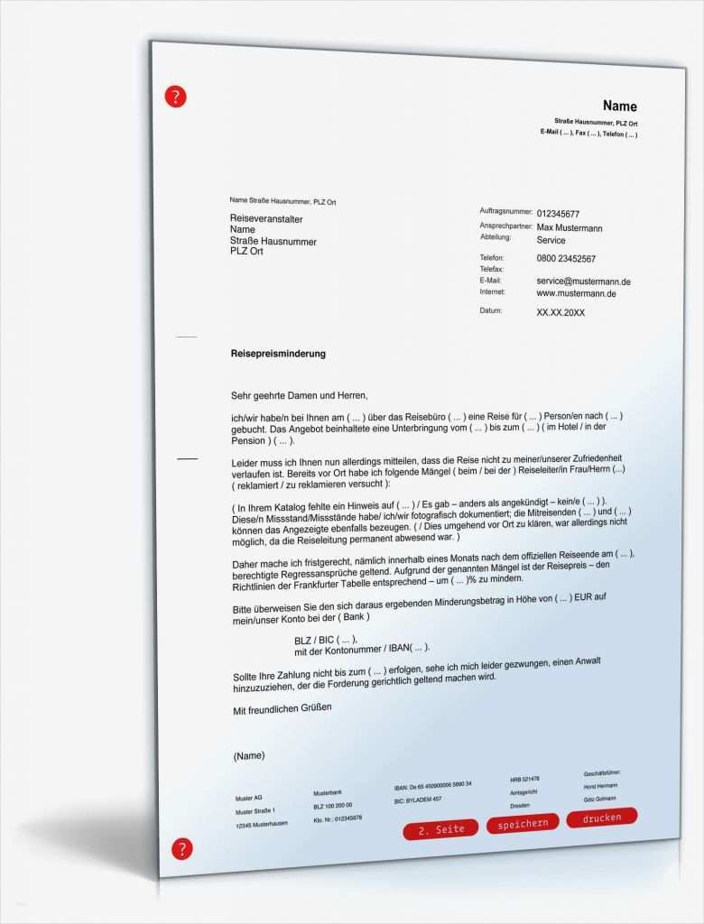 Reise Stornieren Vorlage Inspiration Beschwerde Reise Preisminderung