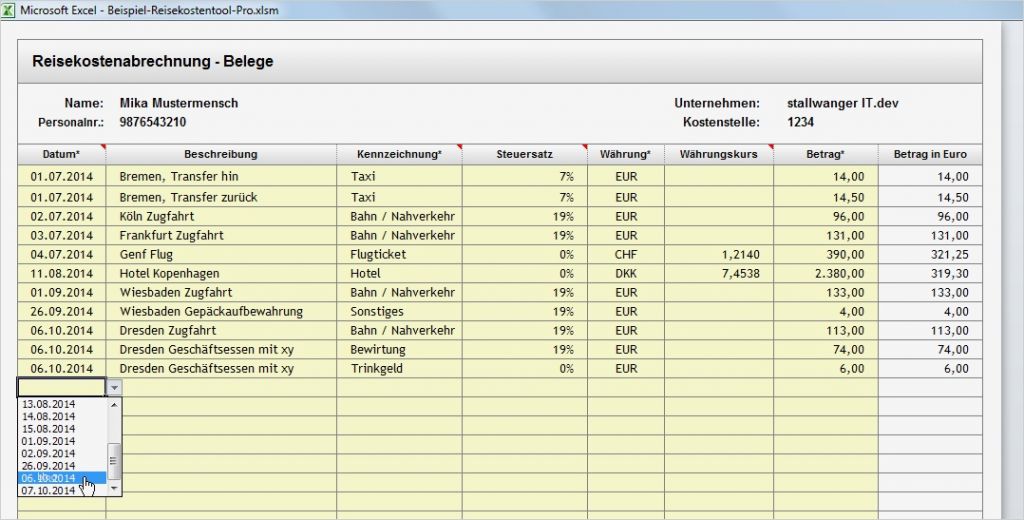 Reisekostenabrechnung Vorlage Excel Erstaunlich Excel Reisekostenabrechnung