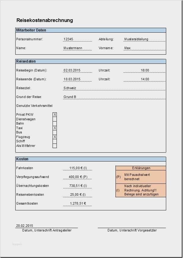 Reisekostenabrechnung Vorlage Excel Kostenlos Best Of Ausgezeichnet Spesenbericht Vorlage Kostenlos Ideen