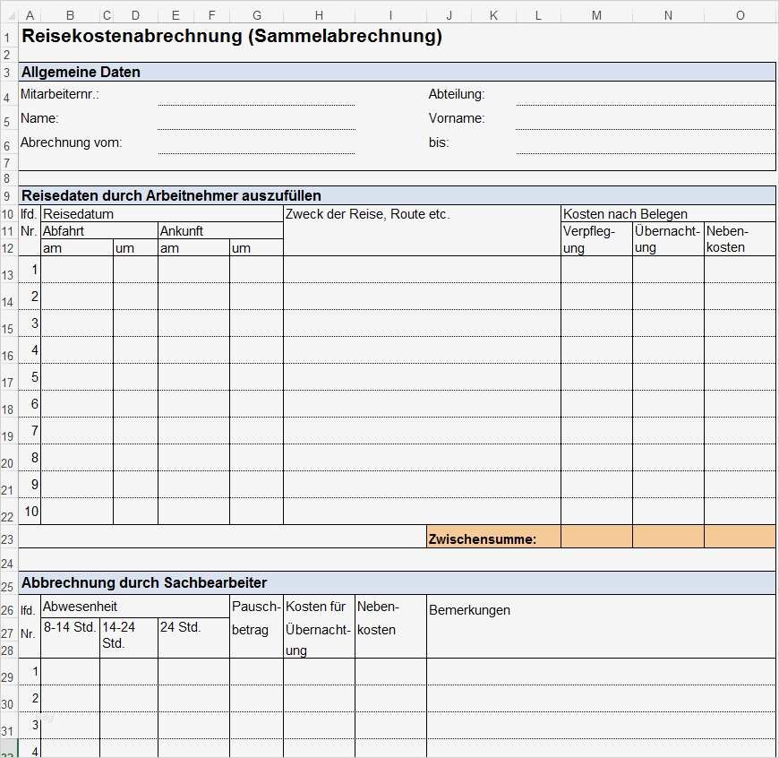 Reisekostenabrechnung Vorlage Excel Kostenlos Best Of Vorlage formular Für Dienstreiseantrag
