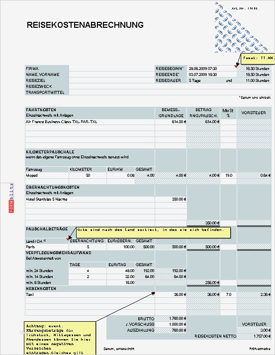 Reisekostenabrechnung Vorlage Finanzamt Best Of Reisekostenabrechnung 2009
