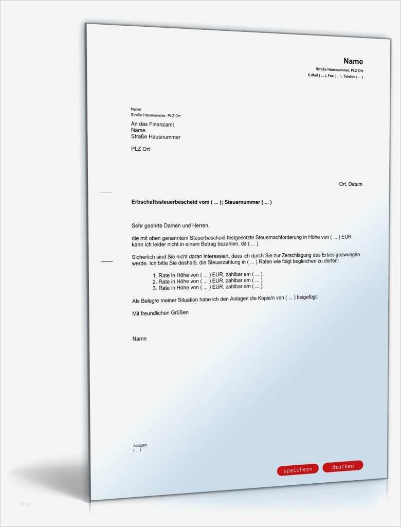 Reisekostenabrechnung Vorlage Finanzamt Fabelhaft Antrag An Das Finanzamt Auf Zahlung Der Erbschaftssteuer