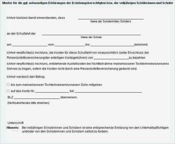 Reisevollmacht Kind Mit Einem Elternteil Vorlage Best Of Klassenfahrt Schriftliche Einwilligung Schulrecht