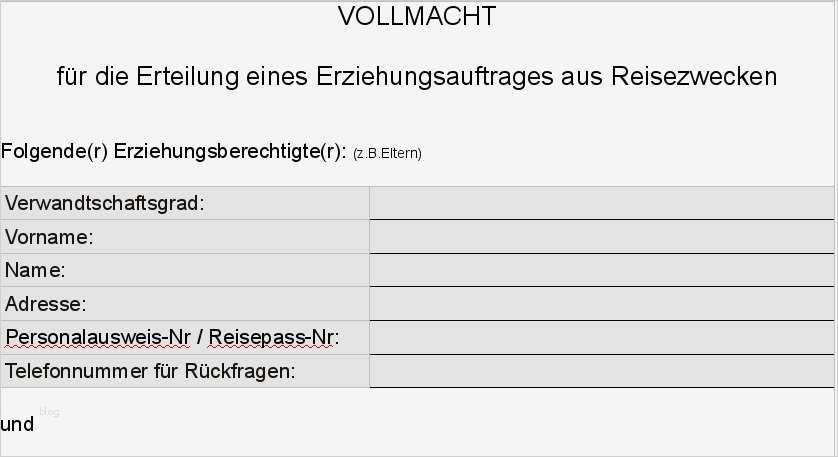 Reisevollmacht Kind Mit Einem Elternteil Vorlage Bewundernswert Vollmachtsformular Wenn Kinder Mit Verwandten Freunden
