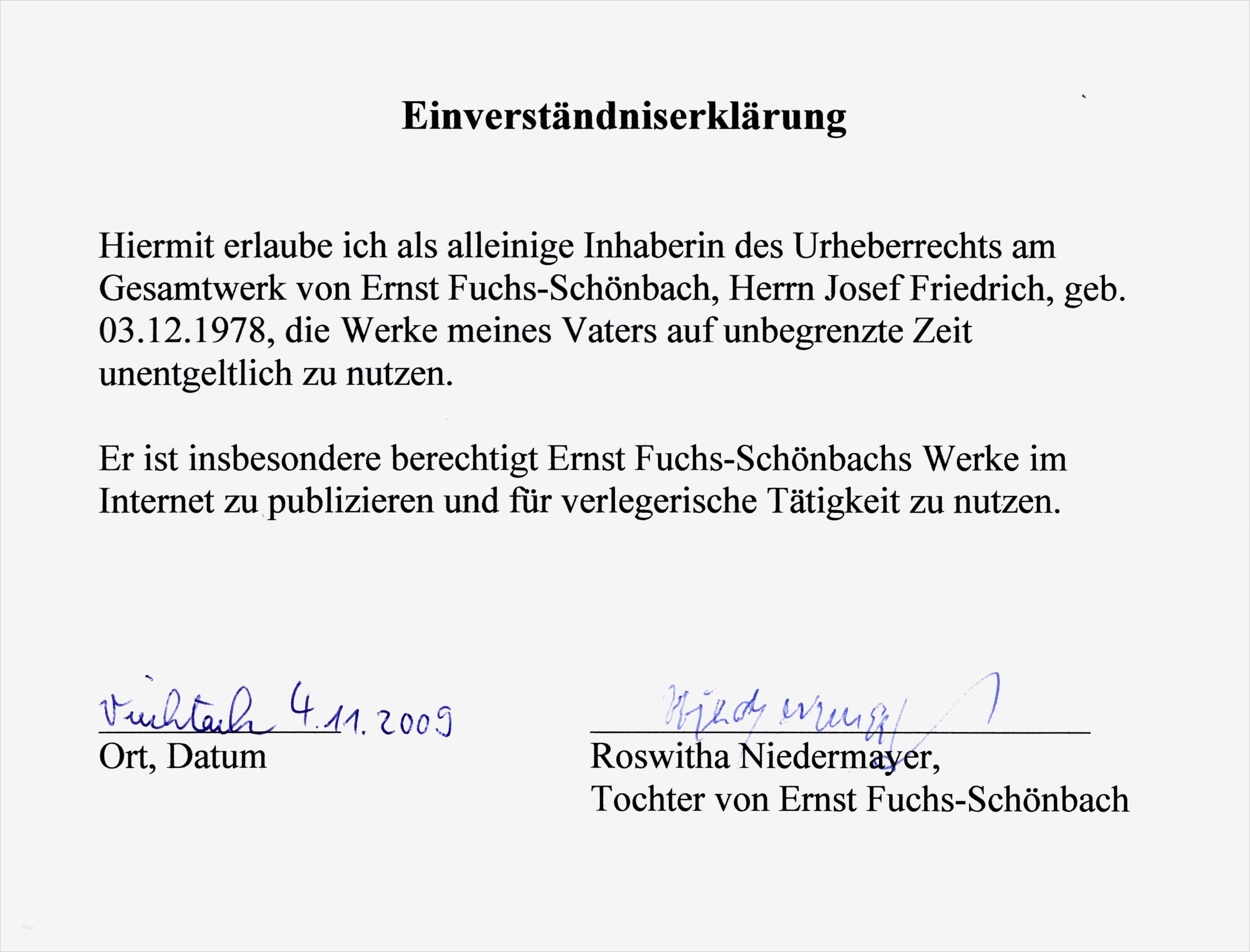 Reisevollmacht Vorlage Schön File Einverständniserklärung Ernst Fuchs Schönbach