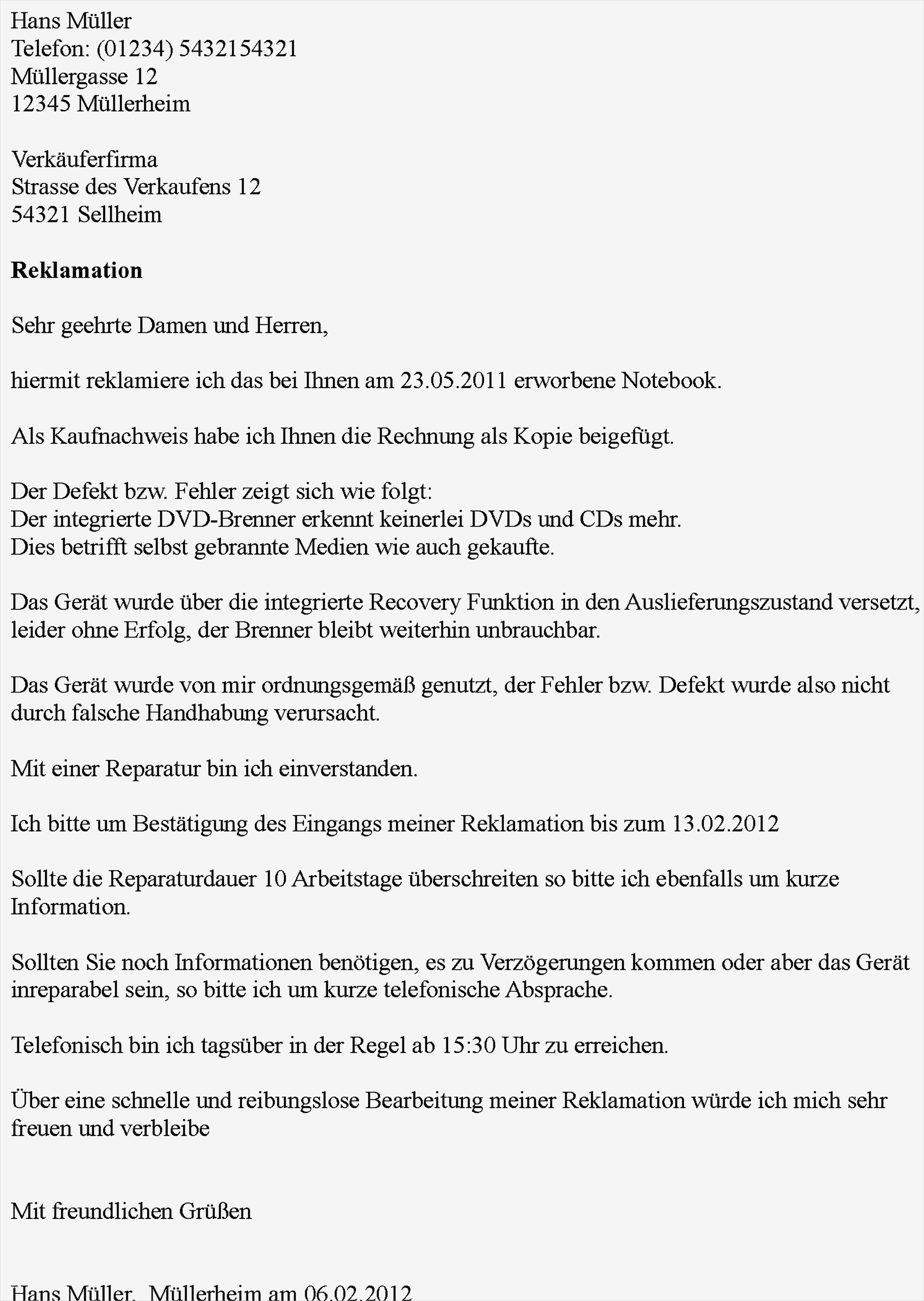 Reklamation Vorlage Erstaunlich Reklamation Muster Reklamationsschreiben Muster Amazon