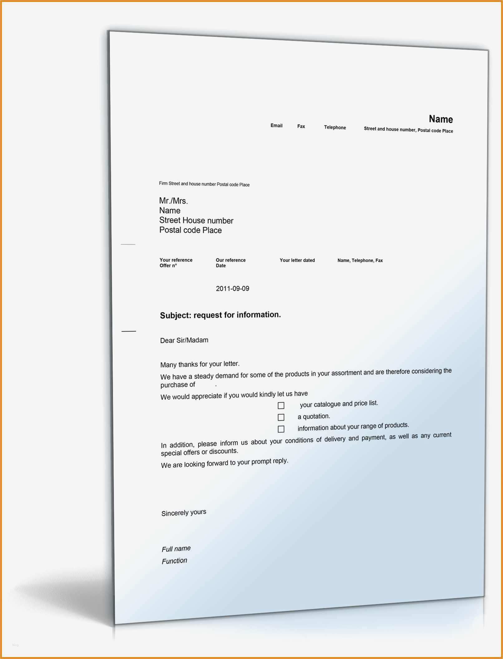 Request for Information Vorlage Erstaunlich 6 Englischer Brief Muster
