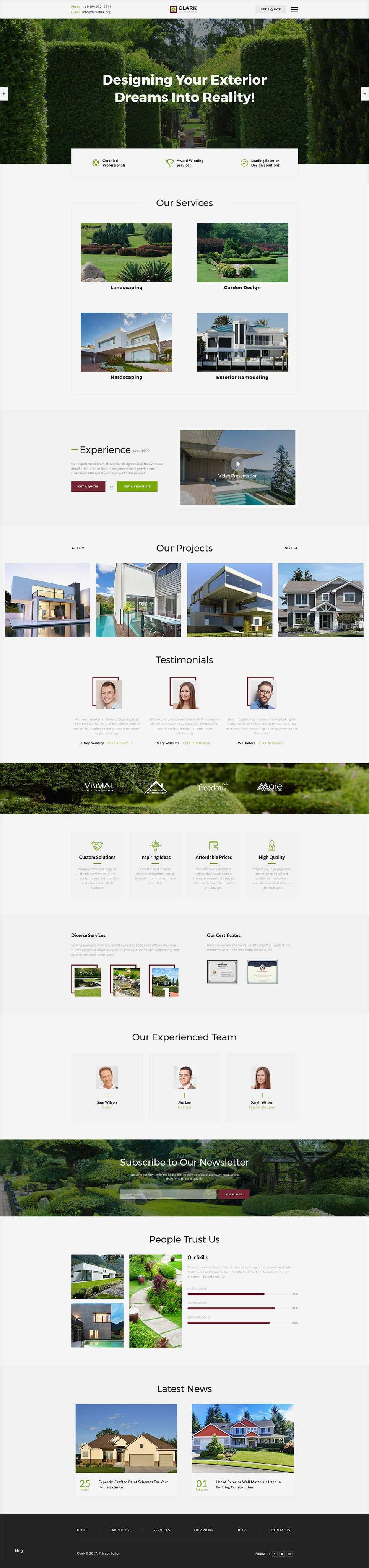Responsive Vorlagen Elegant Website Vorlage Für Landschaftsgestaltung
