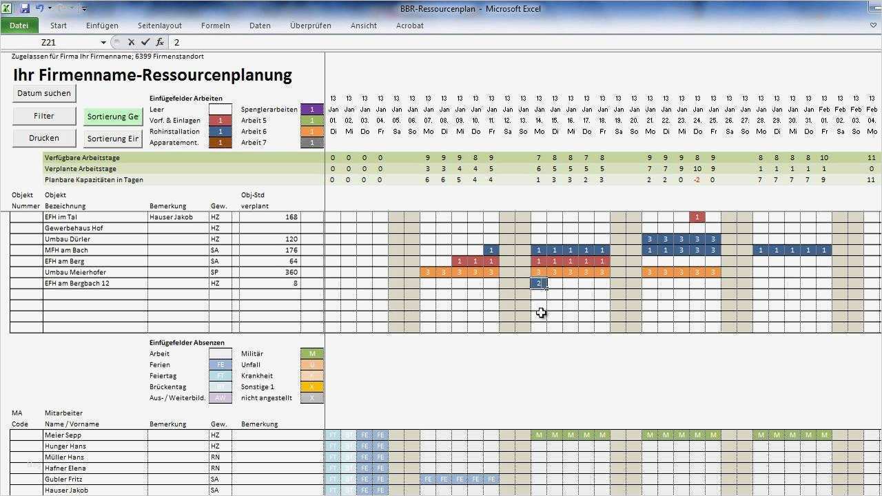 Ressourcenplanung Excel Vorlage Bewundernswert Bbr Ressourcenplanung