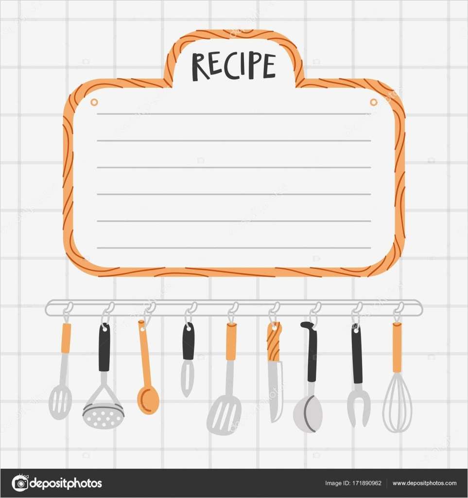 Rezept Vorlage Bewundernswert Rezept Vorlage Mit Küchenutensilien — Stockvektor