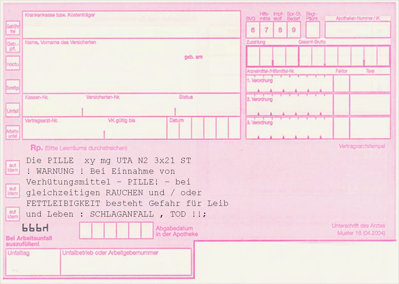 Rezept Vorlage Luxus Achtung Pille