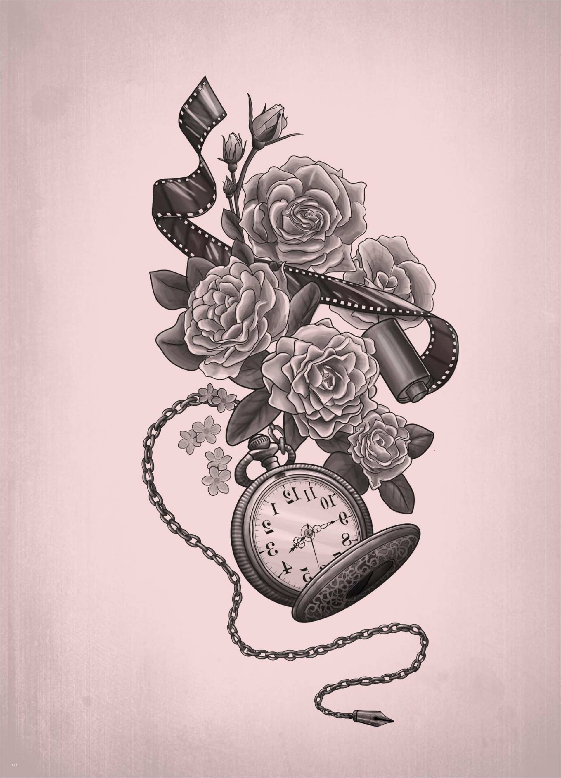 Rosen Tattoo Vorlage Beste Roses and Pocket Watch Tattoo Design