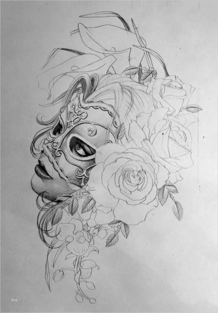Rosen Tattoo Vorlagen Kostenlos Elegant Tattoo Vorlagen Frau Maske Haare Rosen orchideen Blumen