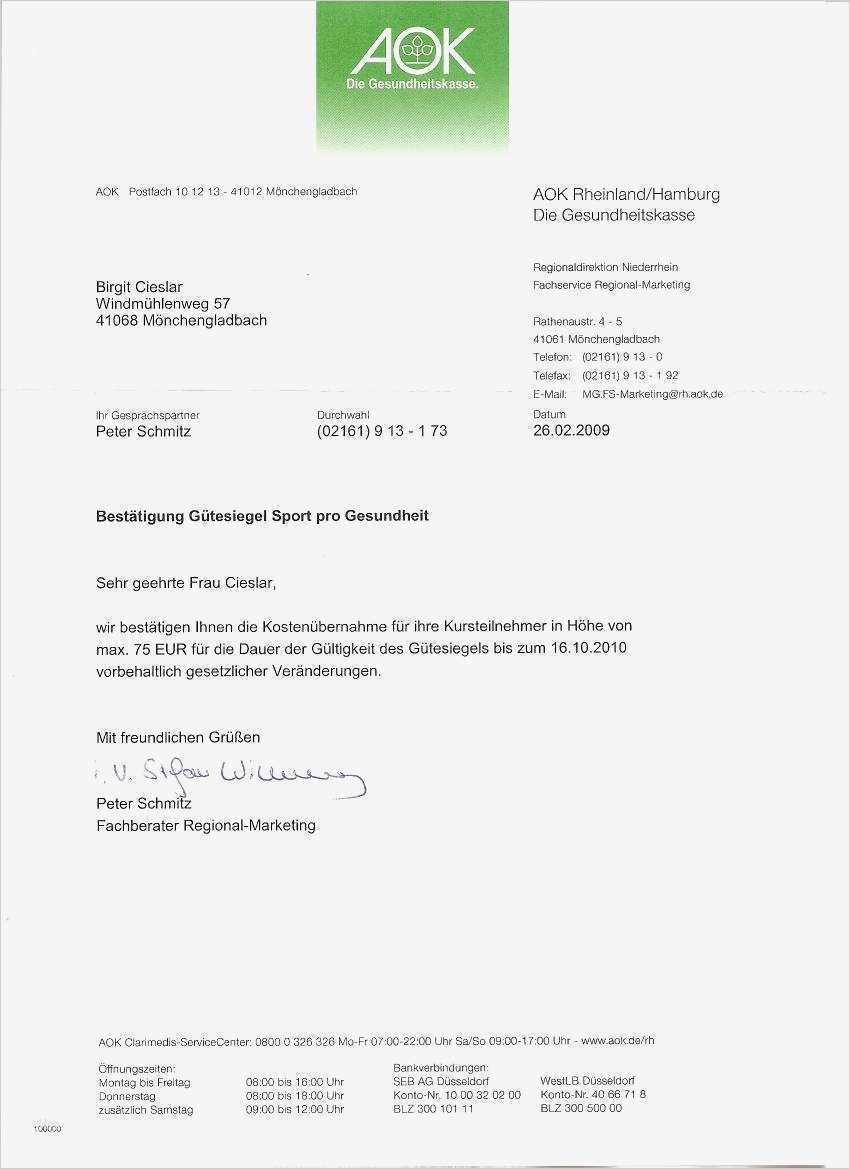 Rückerstattung Krankenkasse Vorlage Erstaunlich Qualitätssiegel Und Gesundheitssport Im Gesundheits Center