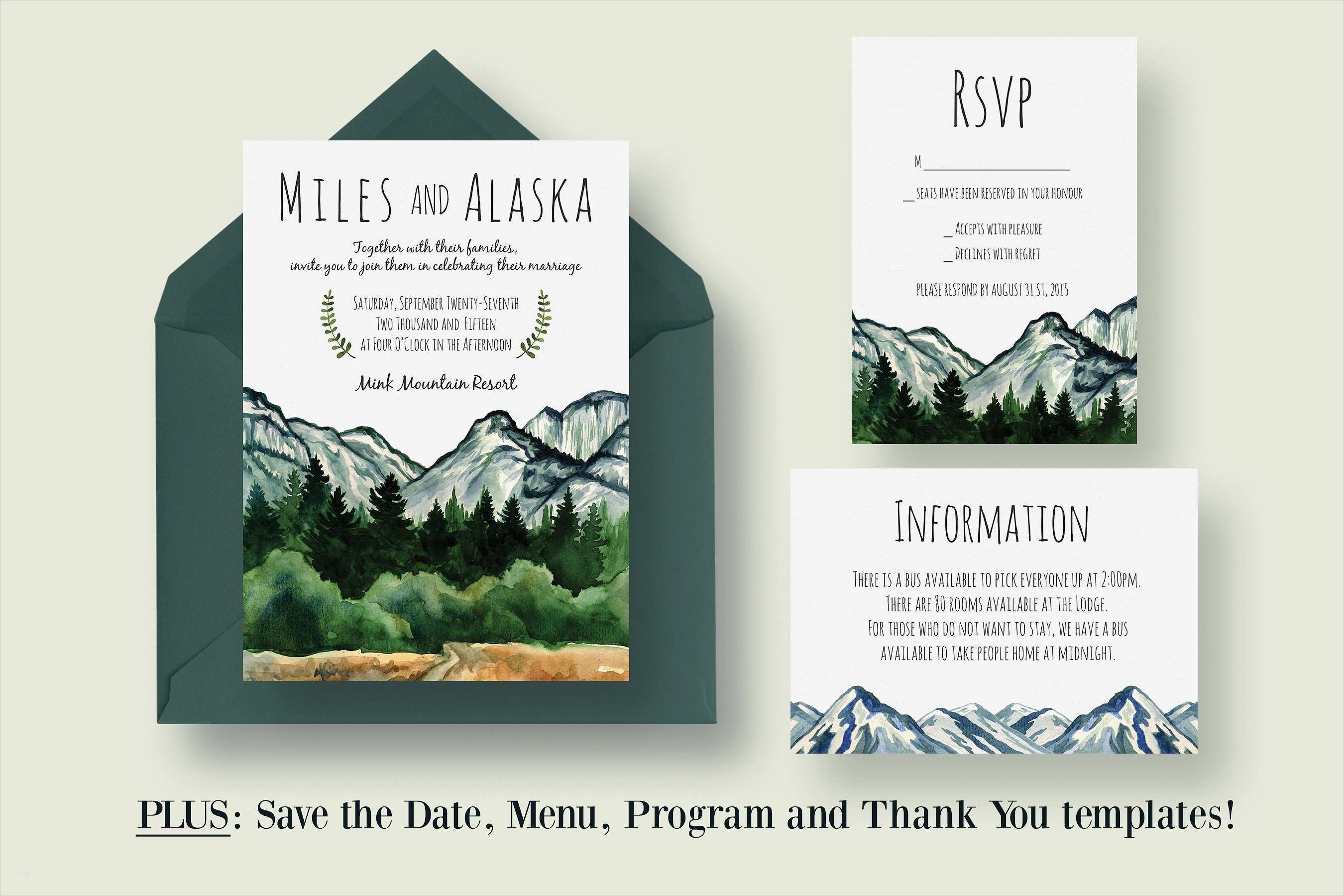 Save the Date Email Vorlage Business Süß Mountain Wedding Invitation Suite Invitation Templates