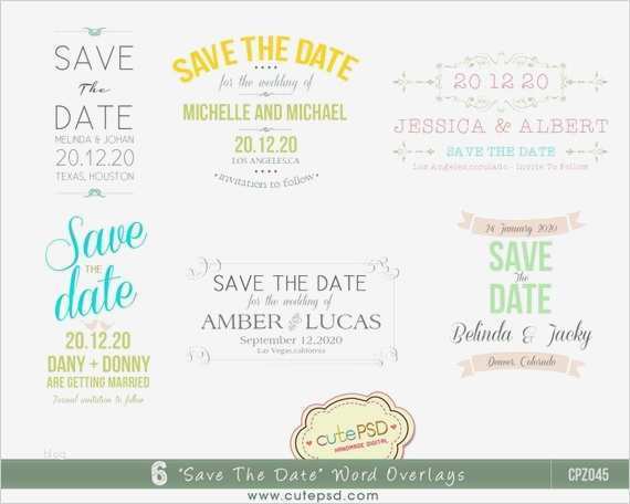 Save the Date Vorlage Word Luxus Save the Date Word Overlays Set Of 6 Overlays Cpz045