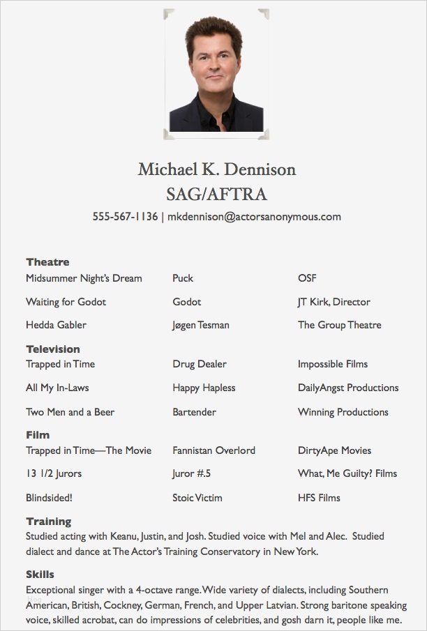 Schauspieler Vita Vorlage Gut Als Schauspieler Einen Lebenslauf Schreiben – Wikihow