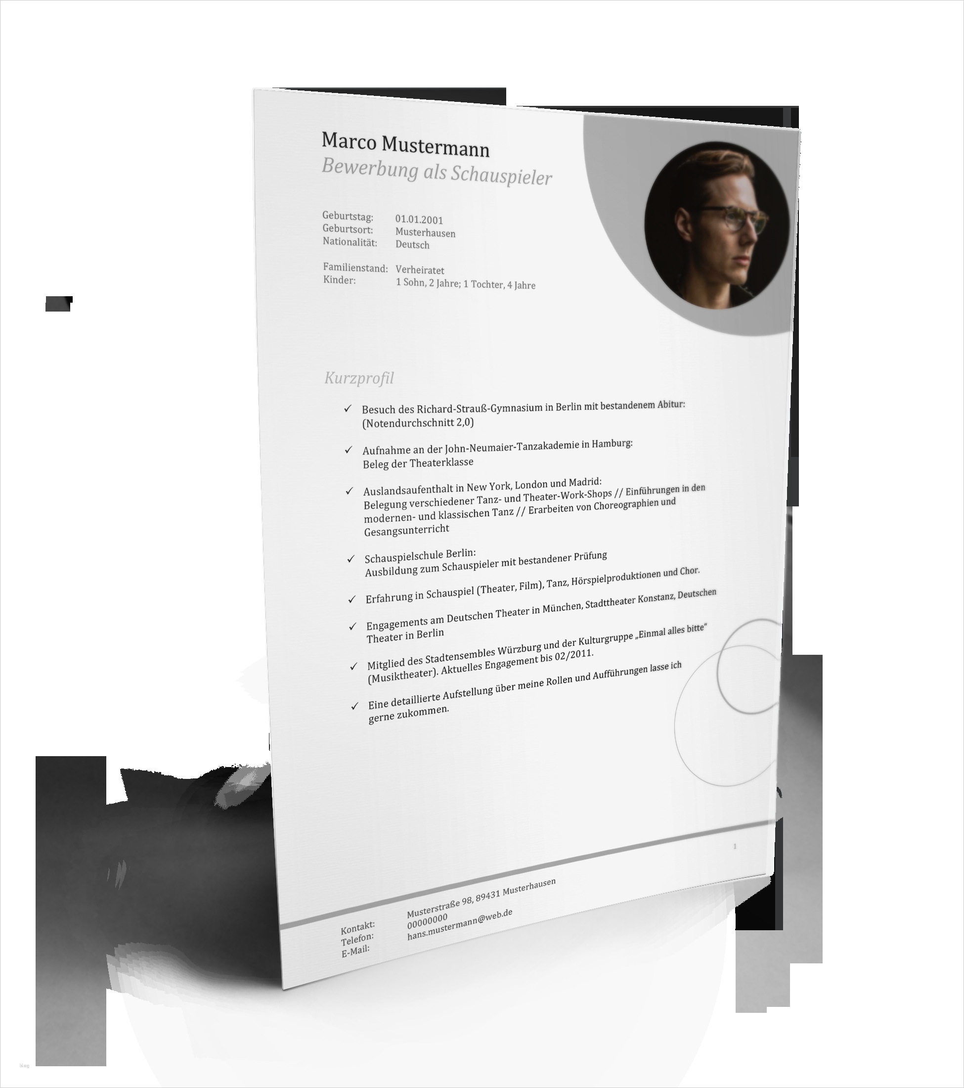 Schauspieler Vita Vorlage Neu Lebenslauf Vorlage Schauspieler