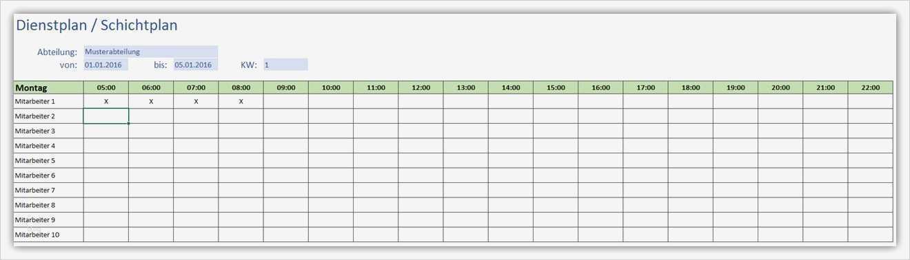 Schichtplan Excel Vorlage Wunderbar Einfacher Dienstplan Schichtplan