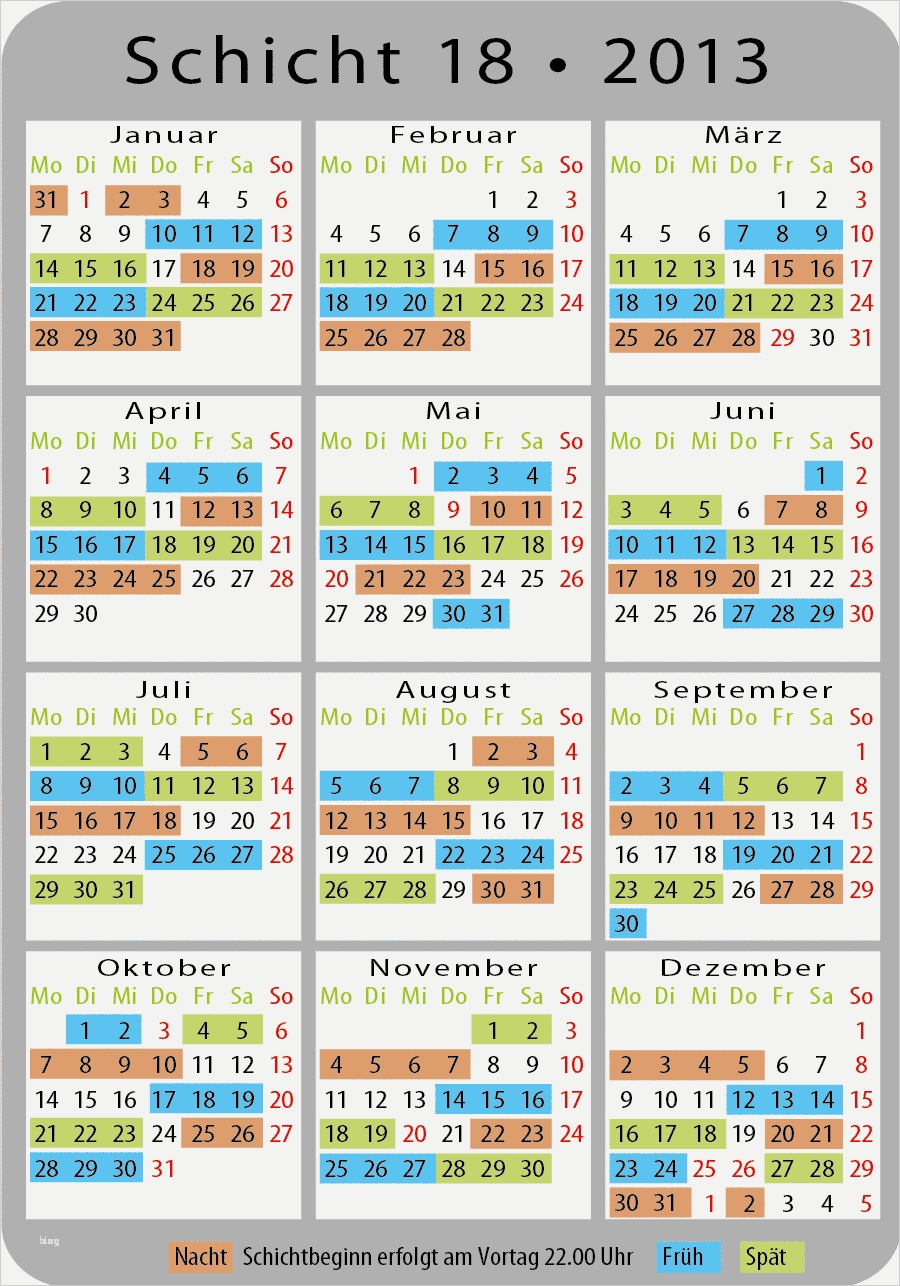 Schichtplan Vorlage 3 Schichten Wunderbar Scheckkartenkalender