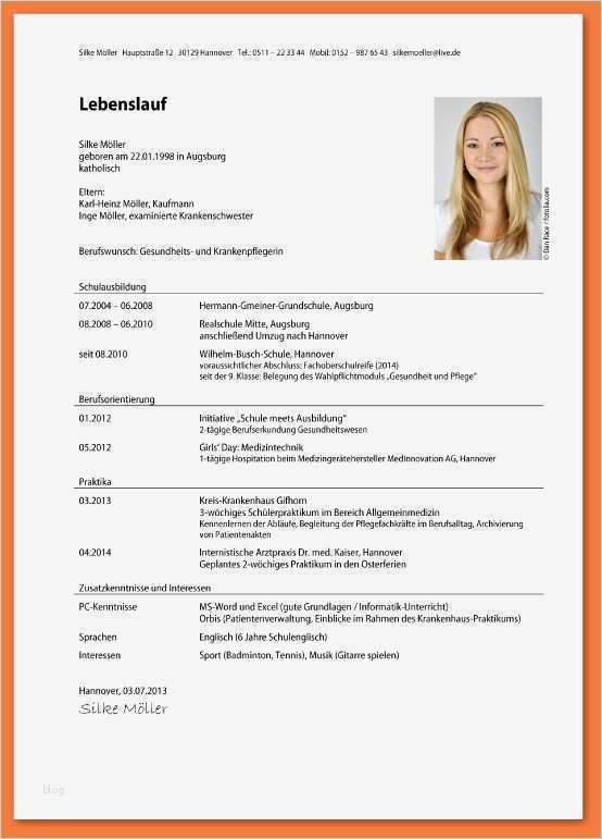 Schön Schreiben Vorlage Luxus Lebenslauf Schreiben Schüler Design