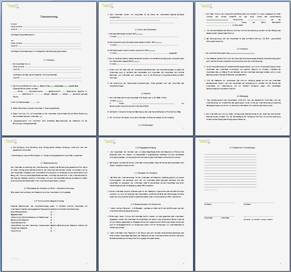 Schönschrift Vorlagen Kostenlos Best Of Untermietvertrag Vorlage – Download Kostenlos