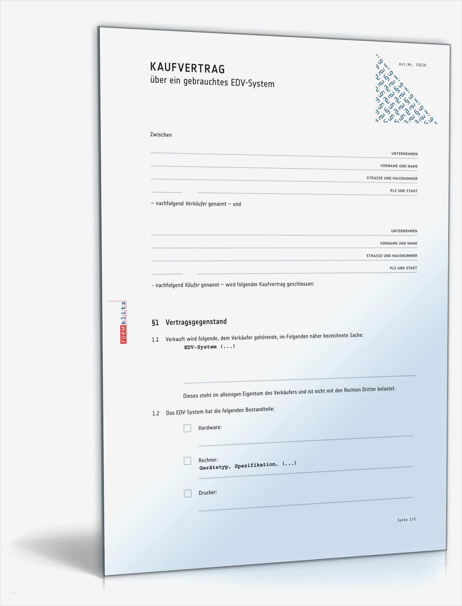 Schriftliche Dokumentation Vorlage Wunderbar Kaufvertrag Gebrauchtes Edv System