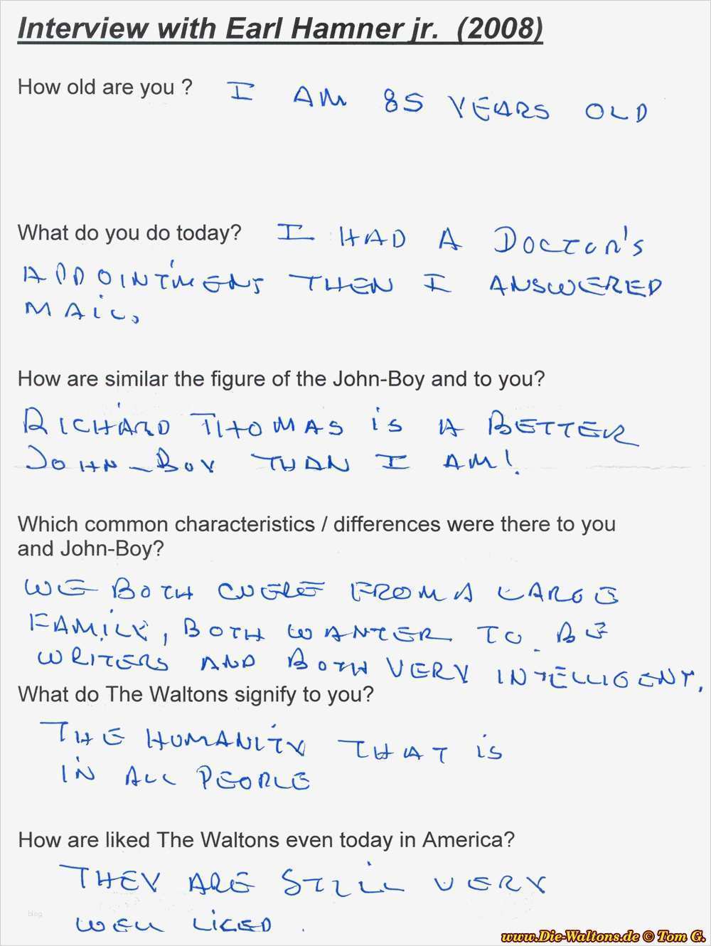 Schriftliches Interview Vorlage Best Of Die Waltons Neuigkeiten 2008
