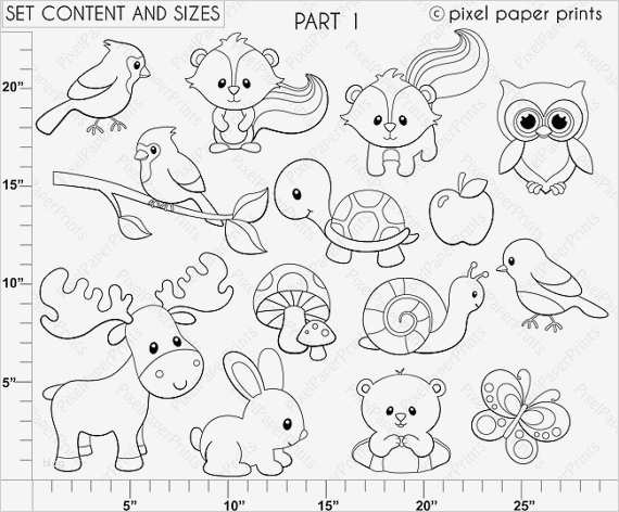 Schrumpffolie Vorlagen Einzigartig forest Friends Digital Stamps