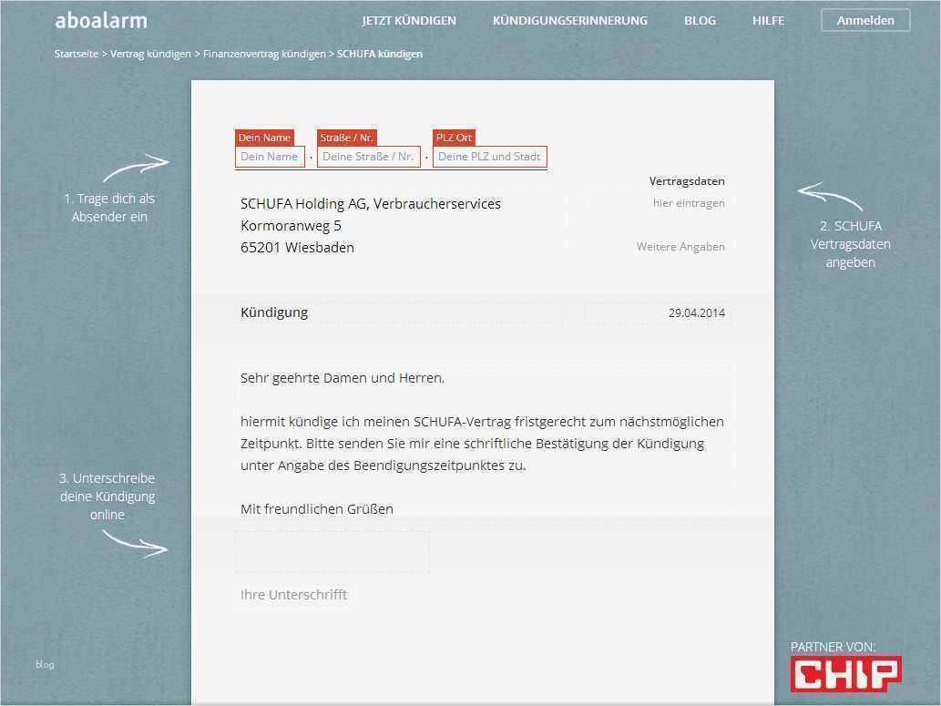 Schufa Kündigen Vorlage Cool Schufa Kündigen Vorlage Download Chip