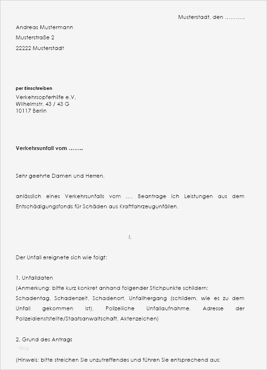 Schuldbekenntnis Unfall Vorlage Schön Musterbrief An Verkehrsopferhilfe Vorlage Zum Download