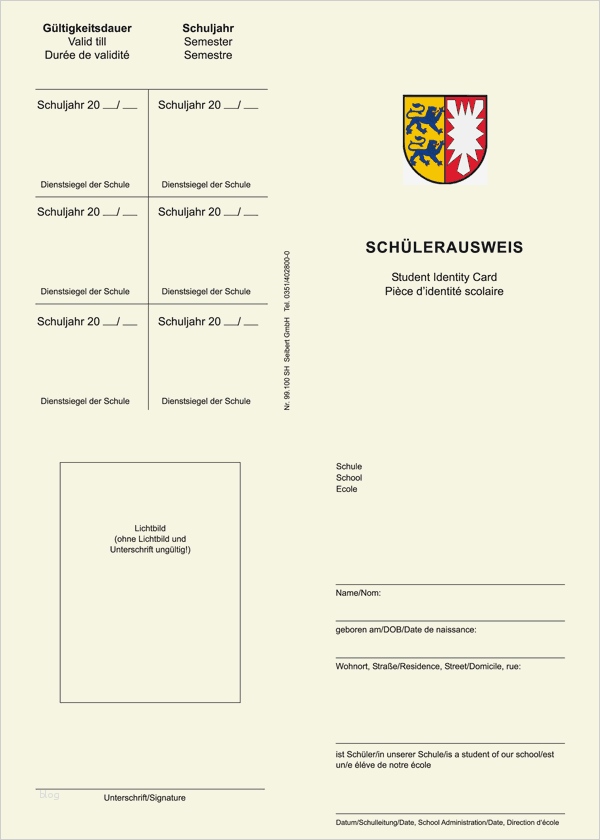 Schülerausweis Vorlage Schönste Schülerausweis Schleswig Holstein 3 Sprachig Seibert