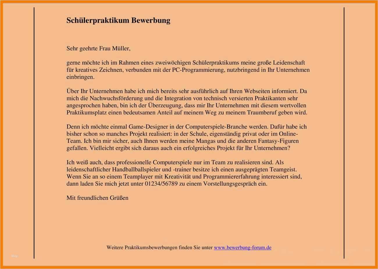 Schülerpraktikum Bewerbung Vorlage Einzigartig 10 Anschreiben Scülerpraktikum