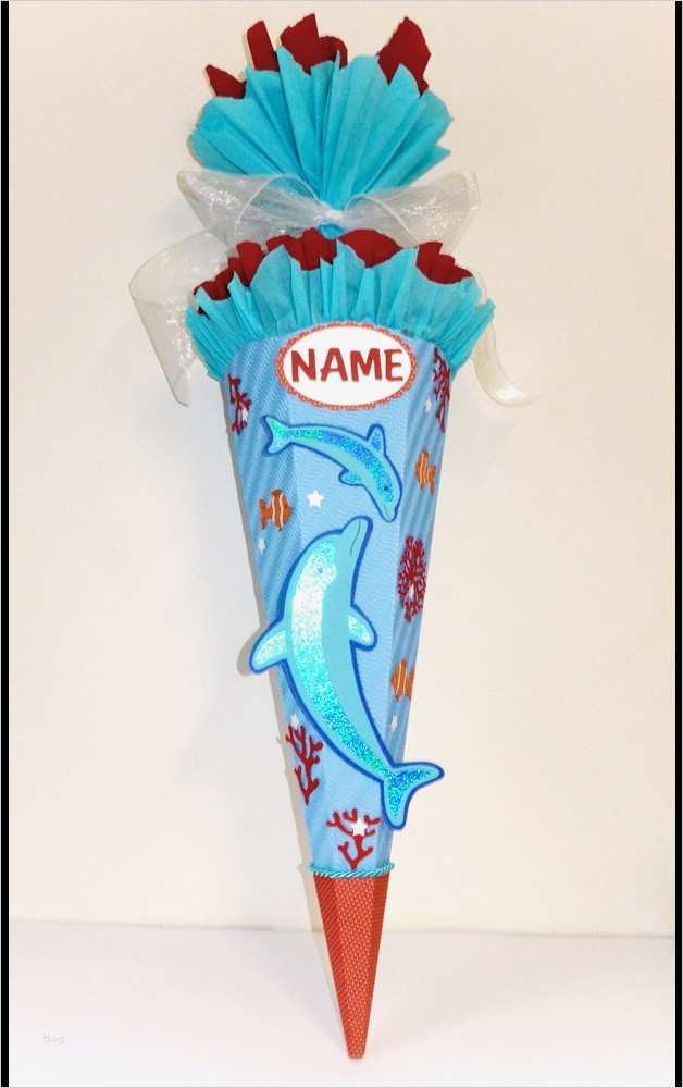 Schultüte Klein Basteln Vorlage Angenehm Schultüten Schultüte Delfin Hellblau Rot Ein