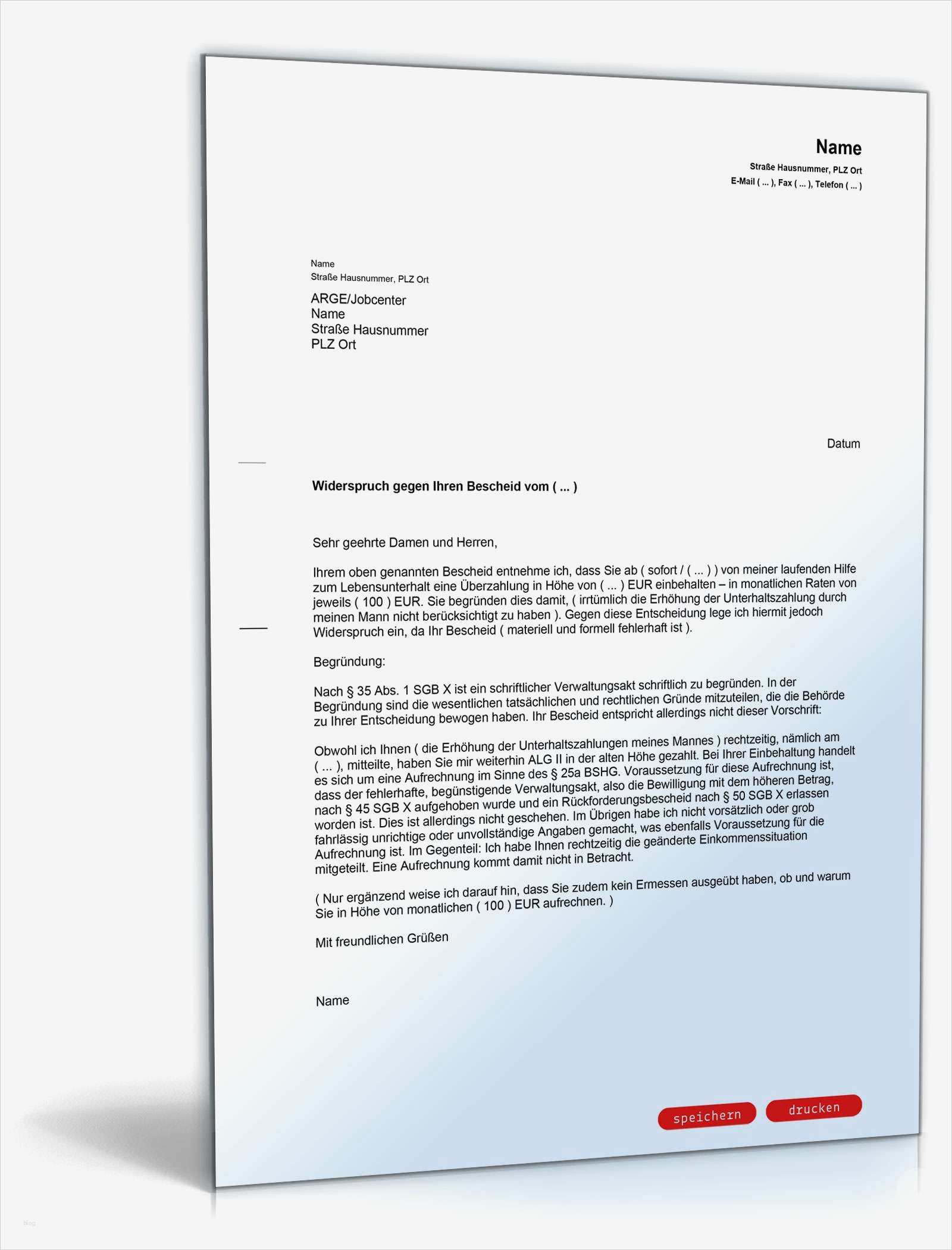 Schulverweis Vorlage Schön Widerspruch Überzahlung Alg Ii