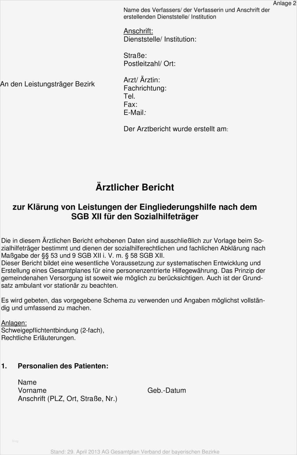 Schweigepflichtentbindung Vorlage Erstaunlich Ärztlicher Bericht Zur Klärung Von Leistungen Der