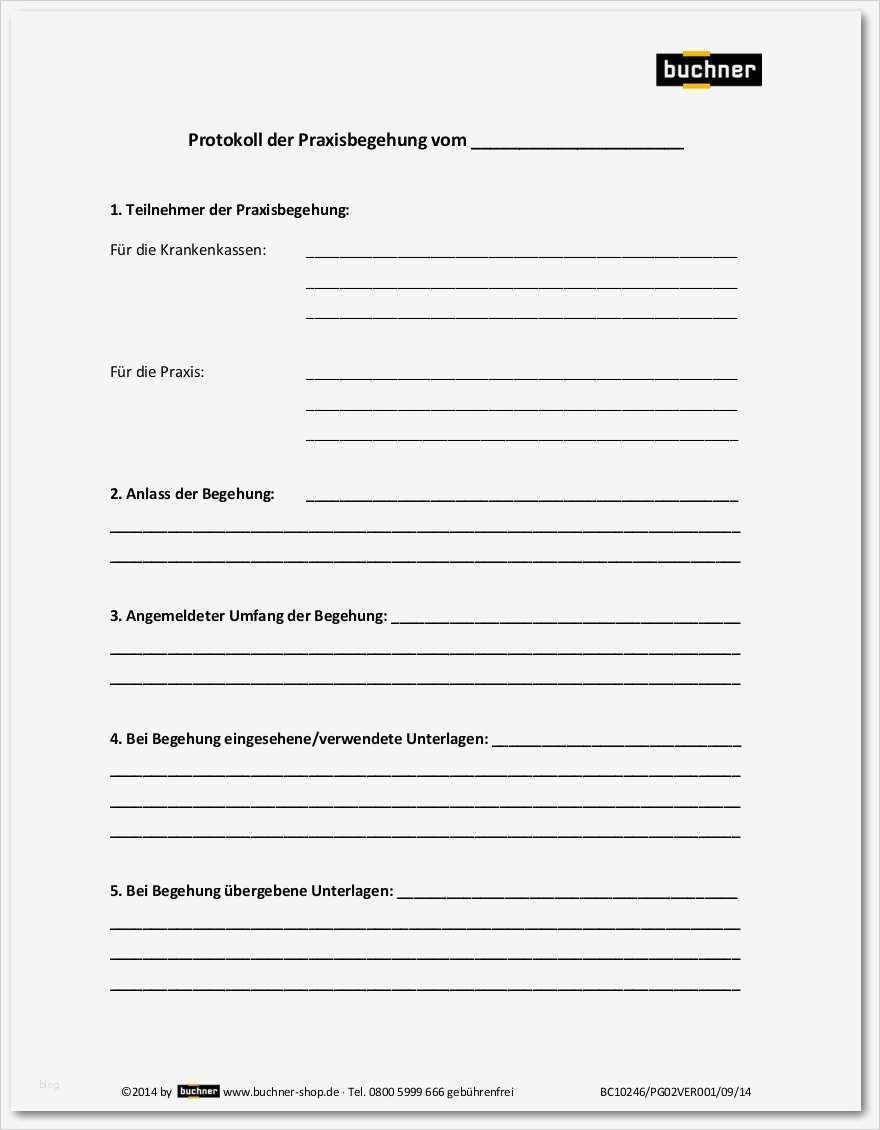 Protokoll für Praxisbegehung Praxisbedarf Shop buchner