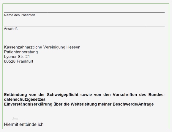 Schweigepflichtentbindungserklärung Vorlage Großartig Kassenzahnärztliche Vereinigung Hessen