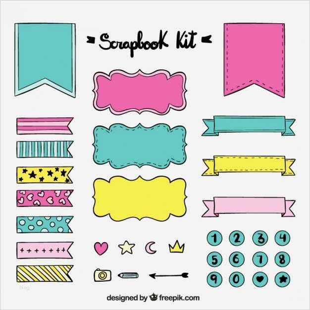 Scrapbooking Vorlagen Best Of Hand Drawn Scrapbook Kit with Ribbons and Stickers Vector
