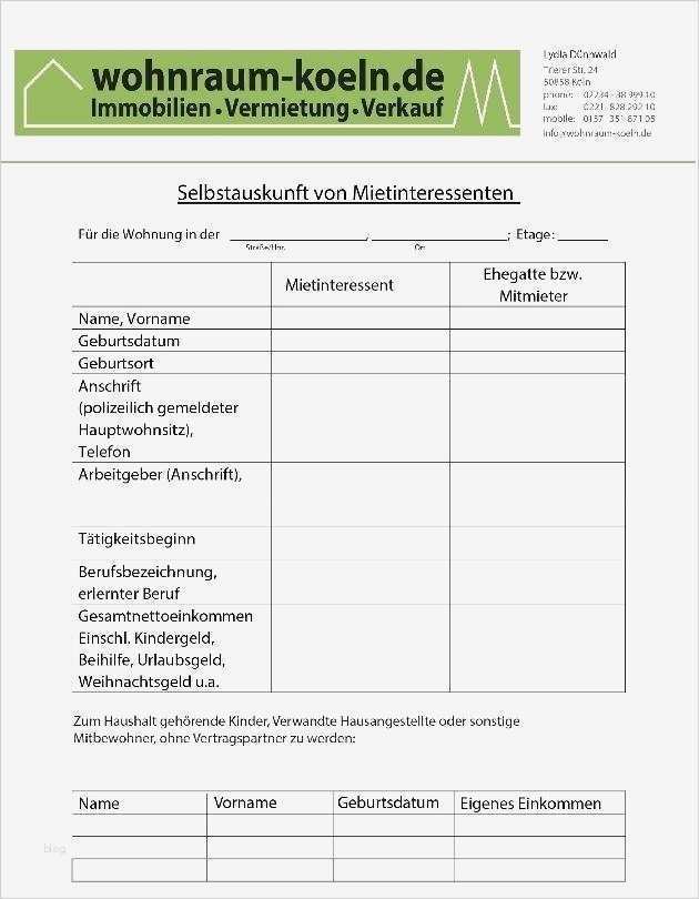 Selbstauskunft Mieter Vorlage Word Erstaunlich Wohnung Selbstauskunft Mieterselbstauskunft Wohnung